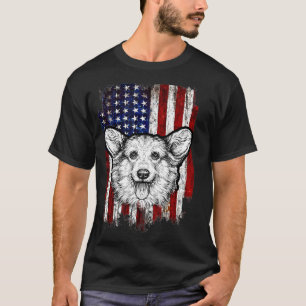 Camiseta Patriótica Americana Vintage Corgi 4 De Julho