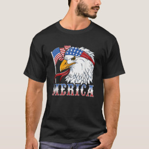 Camiseta Patriótica Bald Eagle 4 de julho América Flag