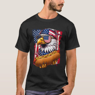 Camiseta Patriótica Bald Eagle Hotdog American Flag 4th Of