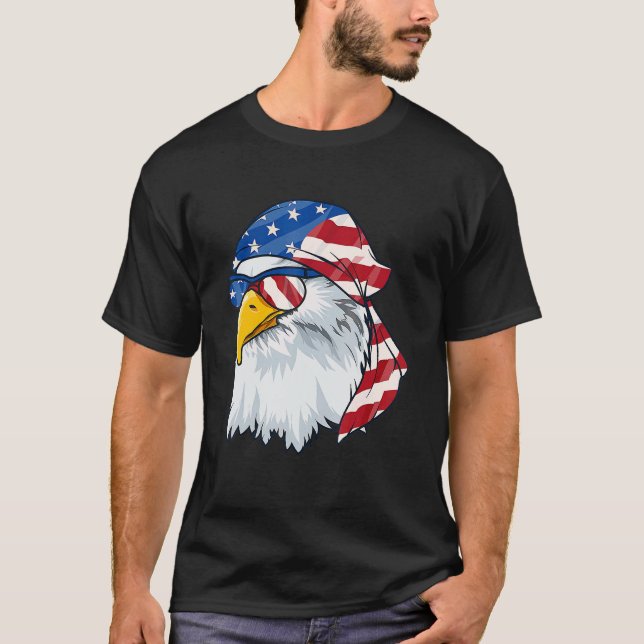 Camiseta Patriótica Bald Eagle Men 4 De Julho Americano Fla (Frente)