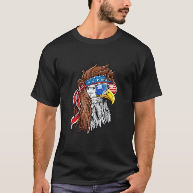 Camiseta Patriótica Bald Eagle Mullet EUA Bandeira American (Frente)