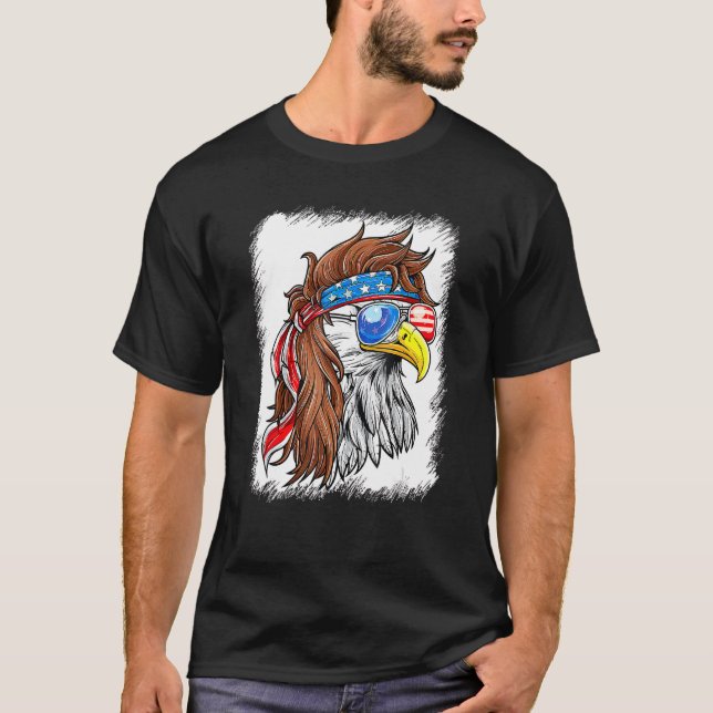 Camiseta Patriótica Bald Eagle Mullet EUA Bandeira American (Frente)