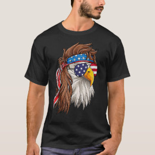 Camiseta Patriótica Bald Eagle Mullet EUA Bandeira American