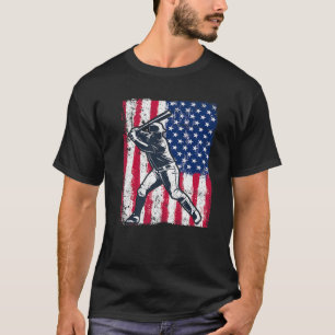 Camiseta Patriótica Baseball American Flag 4 de julho Engra