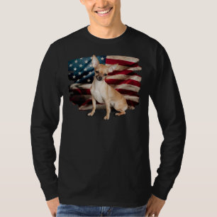 Camiseta Patriótica Chihuahua Americana Bandeira 4 De Julho