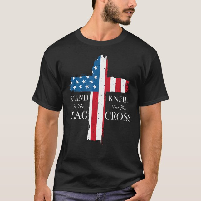 Camiseta Patriótica Christian American Stand Para Flag Kn (Frente)