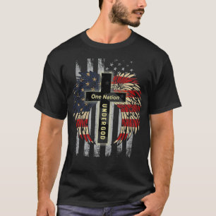 Camiseta Patriótica Christian One Nation Sob Deus EUA