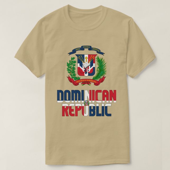 Camiseta Patriótica da República Dominicana e Casaco de Arm (Frente do Design)