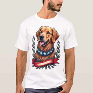 Camiseta Patriótica de Arte Americana com Golden R