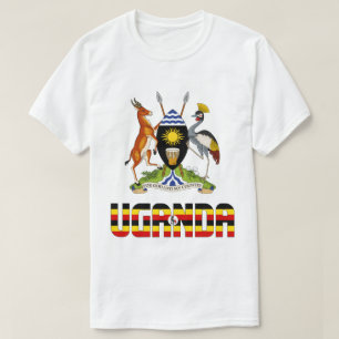 Camiseta Patriótica de Bandeira do Uganda e Casaco de Armas