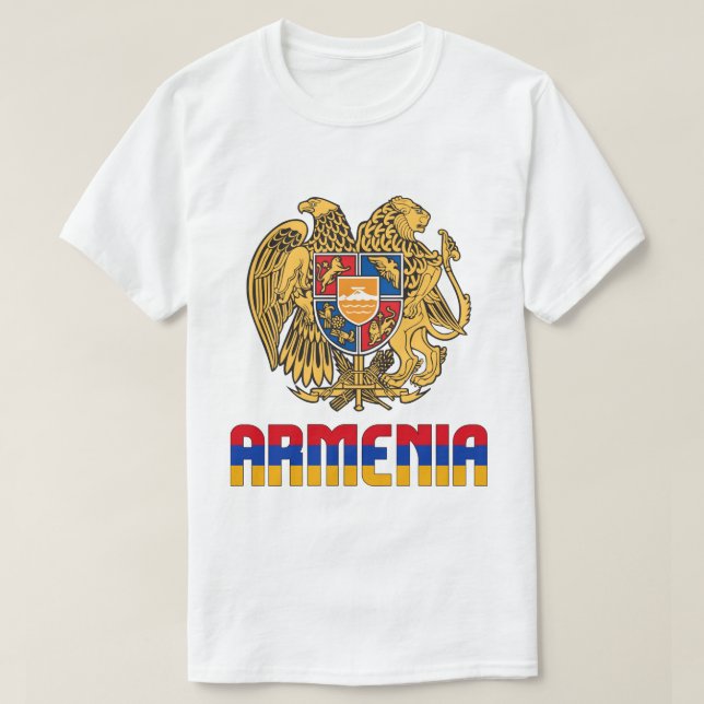 Camiseta Patriótica de Bandeira e Casaco de Armas (Frente do Design)