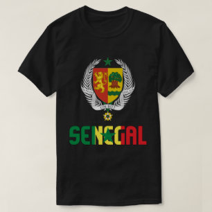 Camiseta Patriótica de Bandeira e Casaco de Armas no Senega