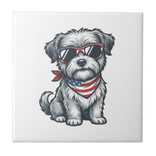 Camiseta Patriótica de Cachorro Desgrenhado com Gr
