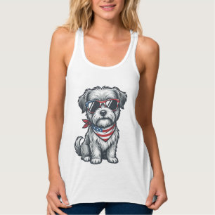 Camiseta Patriótica de Cachorro Desgrenhado com Gr