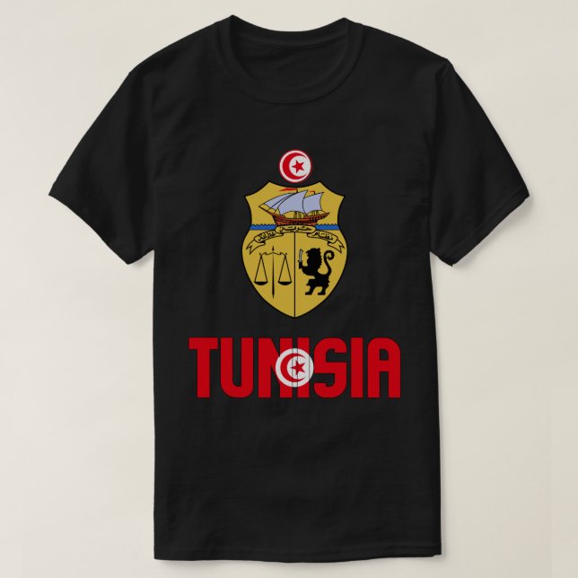Camiseta Patriótica de Casaco de Armas na Tunísia (Frente do Design)