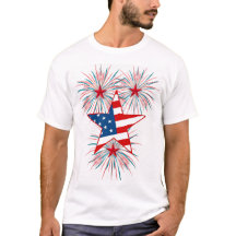 Camiseta Patriótica de Fogos de Artifício do 4 de