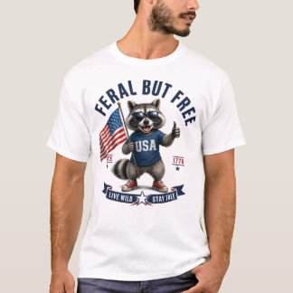 Camiseta Patriótica de Guaxinim pela Liberdade com