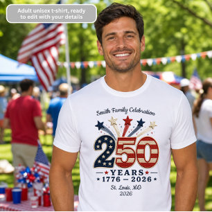 Camiseta Patriótica do 250º Aniversário 1776-2026
