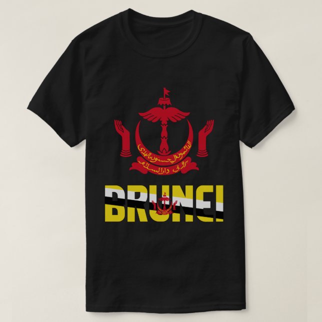 Camiseta Patriótica do Brunei e Casaco de Armas (Frente do Design)
