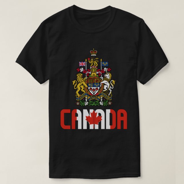 Camiseta Patriótica do Canadá e Casaco de Armas (Frente do Design)