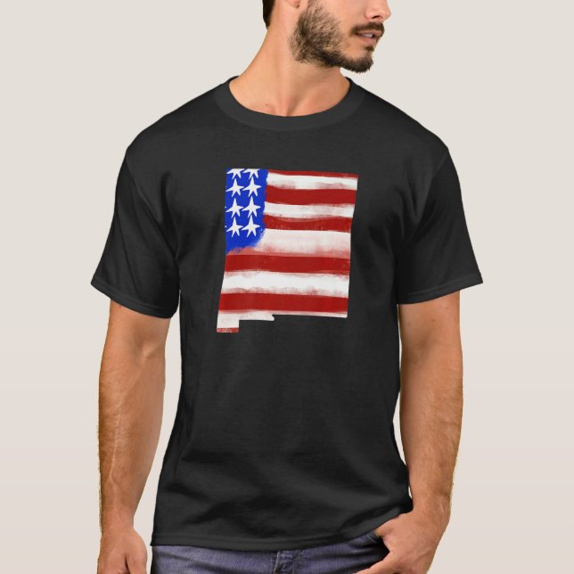 Camiseta Patriótica Do Novo México - Bandeira Americana Em  (Frente)