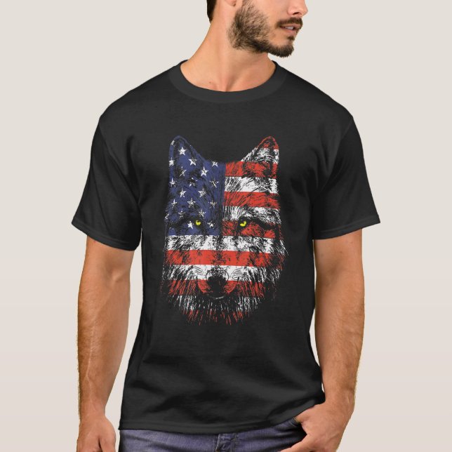 Camiseta Patriótica Eagle 4 de julho Bandeira Americana (Frente)