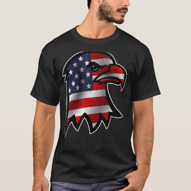 Camiseta Patriótica Eagle 4 de julho Bandeira Americana (Frente)