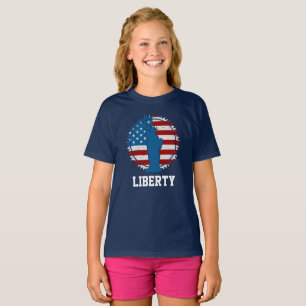 Camiseta Patriótica Estátua Americana da Bandeira da Libe