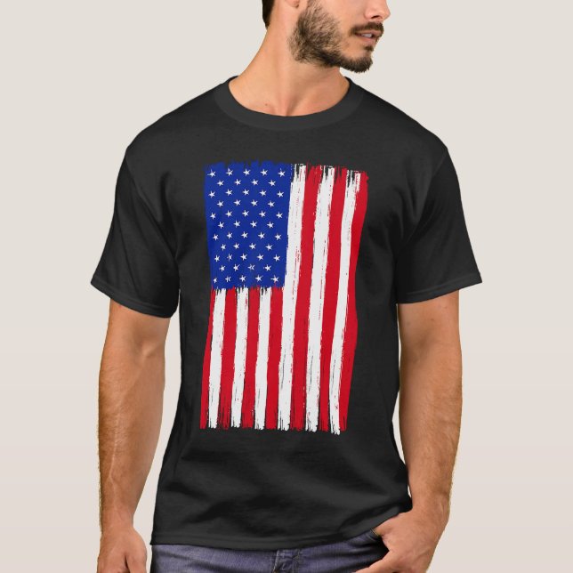Camiseta Patriótica EUA Bandeira Americana para homens e mu (Frente)