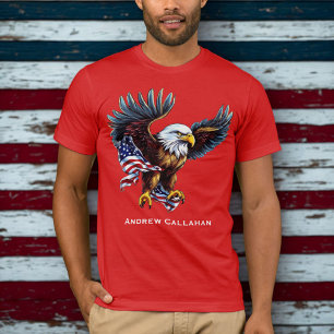 Camiseta Patriótica EUA Flag Americano Bald Eagle 4 de julh