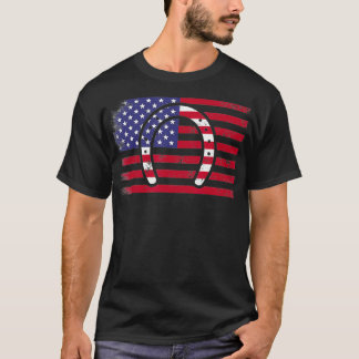 Camiseta Patriótica Ferradura Americana Bandeira 4 de julho
