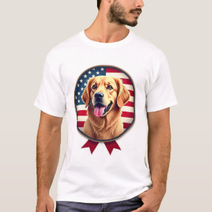 Camiseta Patriótica Golden Retriever Gentil Medalh