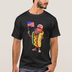 Camiseta Patriótica Hot dog American Flag USA 4 De Julho F
