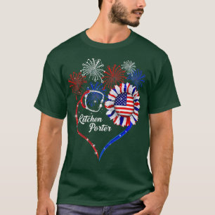 Camiseta Patriótica Kitchen Porter 4 de julho Bandeira Amer