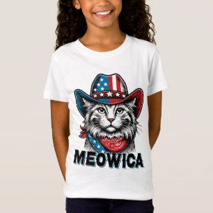Camiseta Patriótica Meowica American Flag Funny 4 De Julho