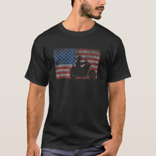 Camiseta Patriótica Motorcycle American Flag Usa Biker