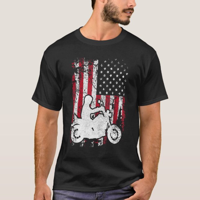 Camiseta Patriótica Motorcycle American Flag Usa Biker (Frente)