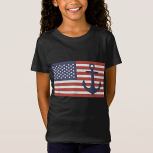 Camiseta Patriótica Náutica Azul de Bandeira Americana dos