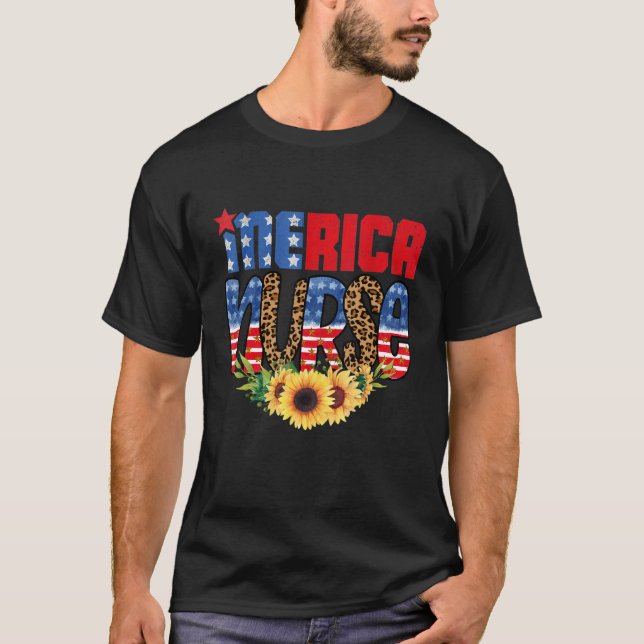 Camiseta Patriótica Rn Lpn Cna American Flag 4 julho 4th en (Frente)