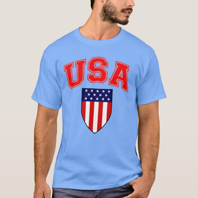 Camiseta Patriótica U S A American Flag Shield (Frente)