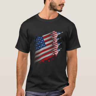 Camiseta Patriótica USA Flag Fighter Jets Boys 4 de julho