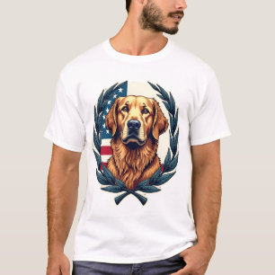 Camiseta Patriótica Vintage do Retriever Dourado d