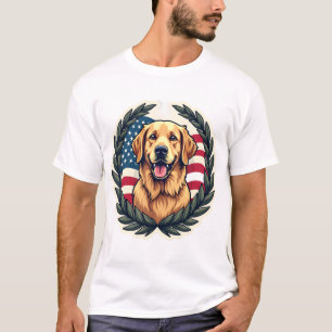 Camiseta Patriótica Vintage do Retriever Dourado d