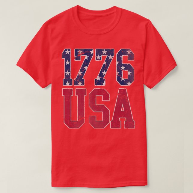 Camiseta Patriótico 1776 EUA América 4º de julho Independên (Frente do Design)