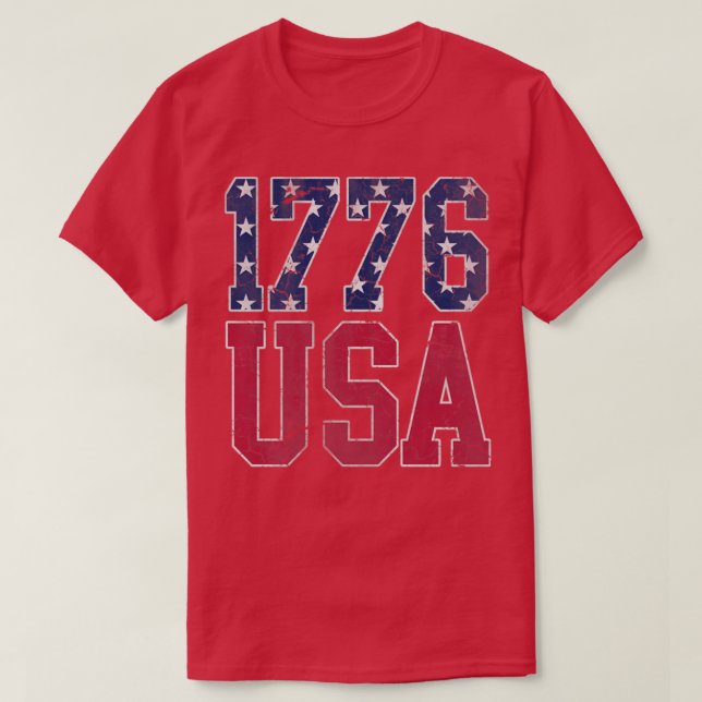 Camiseta Patriótico 1776 EUA América 4º de julho Independên (Frente do Design)