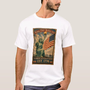 Camiseta Patriótico 250 Anos EUA 4 de Julho Estátua da Libe