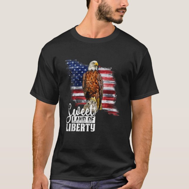 Camiseta Patriótico 4º de julho de Eagle American Flag Amer (Frente)