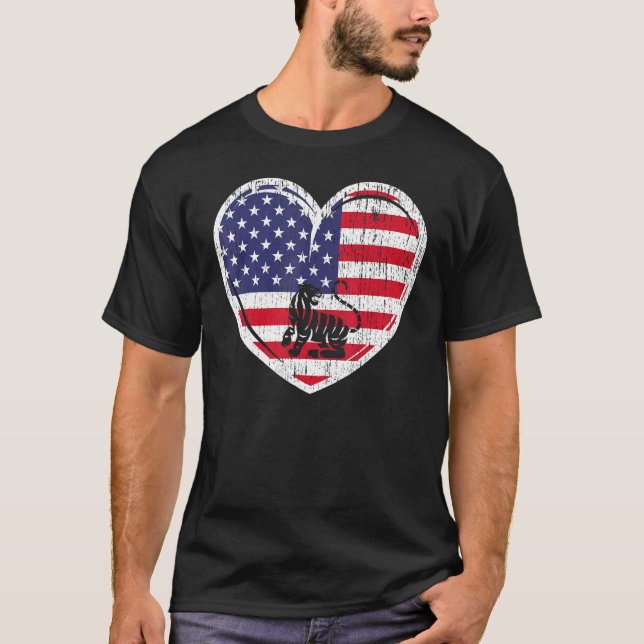Camiseta Patriótico 4º De Julho Dos Eua Sinalizador Vermelh (Frente)