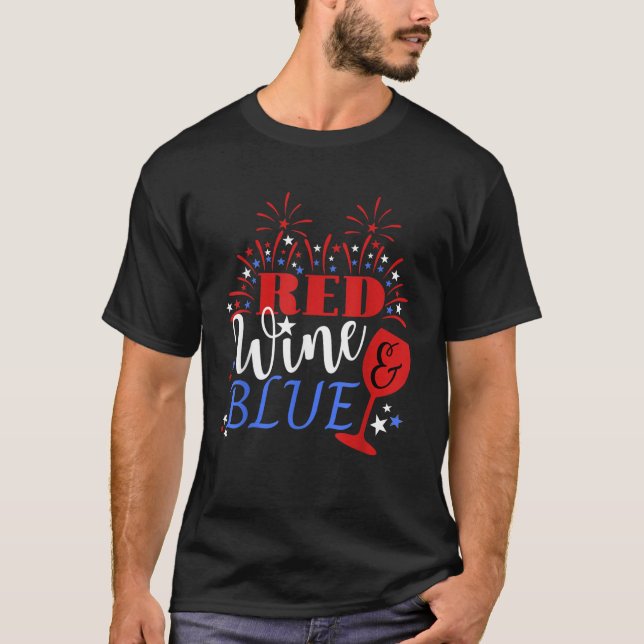 Camiseta Patriótico 4º de julho, Engraçado Humor do Vinho Q (Frente)