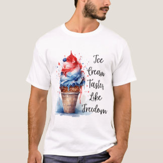Camiseta Patriótico 4º do Sorvete T-Shirt de julho